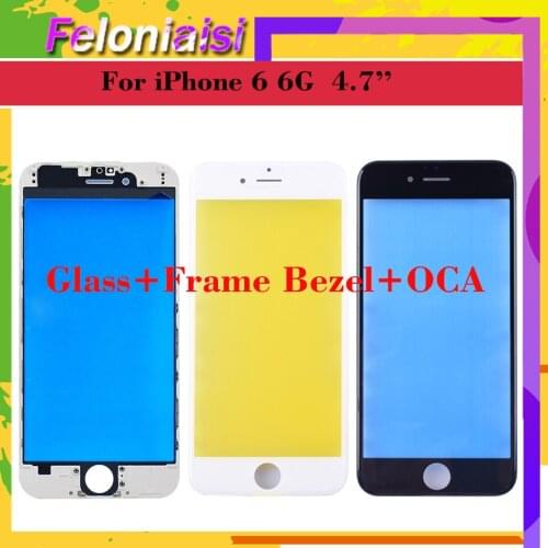 10Pcs/lot OEM Quality 3 In 1 For iPhone 6 6G 6 Plus 6plus Front Glass+Frame Bezel+OCA Touch Screen Outer Panel Lens Repair Part