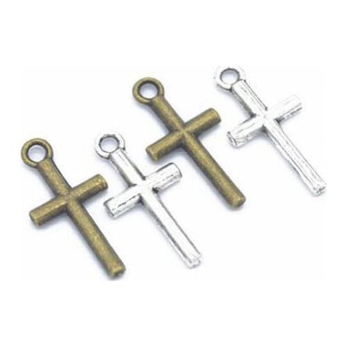 100PCS 18x9mm Antique Silver/Antique Bronze Crosses Charm Pendants For Jewelry Making