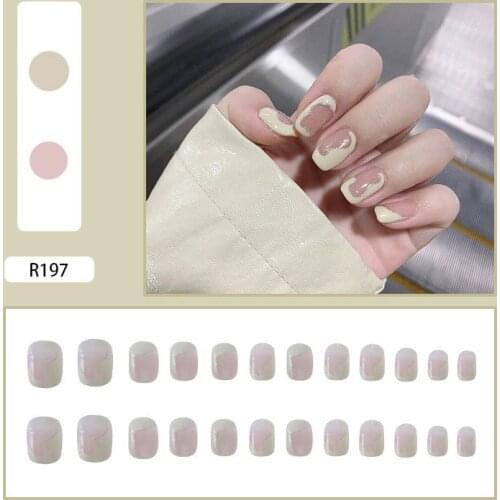 24Pcs False Nails iIns Irregular Nails Patch Glue Type Removable Long Paragraph Fashion Manicure Fully Covered Nail Decoration