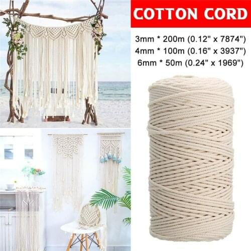 3/4/5/6mm Cotton Rope Twisted String Braided Cord For Handmade DIY Home Wedding Accessories