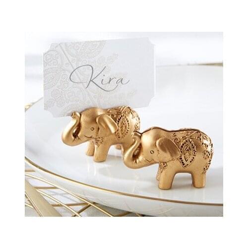 50pcs/lot FREE SHIPPING+Lucky Golden Elephant Place Card Holders/Photo Holder Wedding&Bridal Shower Favors and Gift For Guest