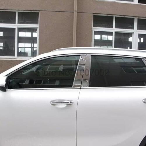 For Kia Sorento L 2015 Stainless Steel 6pcs Side Center Middle B+C Pillar Cover Trim Protectors Car Accessories