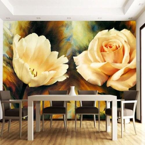 8D Papel Murals Rose&Magnolia Flower Large 3d wall murals Wall paper for dinning room 3d Wall photo mural wallpaper Washable