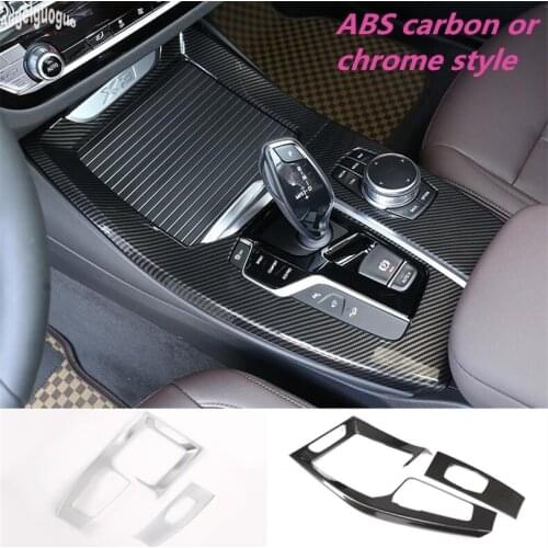 ABS carbon fiber/chrome style For BMW X3 G01 X4 G02 2018-20 Car Gear Shift AUTO Trim Decoration Multimedia Knob Frame Cover LHD