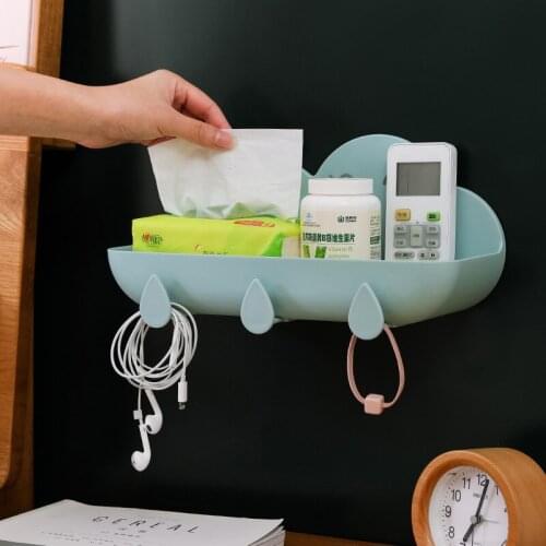 Bathroom Accessories Organizer Bathroom Storage Rack Wall-Mounted Shelf Punch-Free No Drilling Cloud Shape Plastic Rack