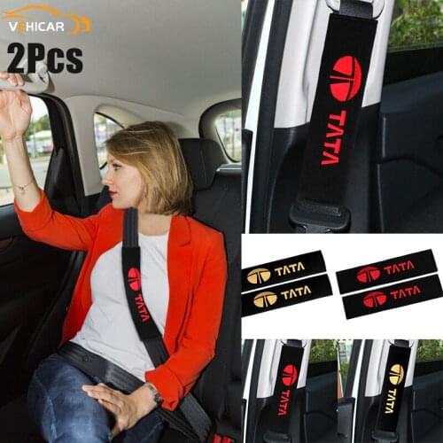 VEHICAR 2PCS Car Seat Belt Cover For TATA Cotton Safety Auto Seat Belt Pads DIY Car Decoration Personality LOGO