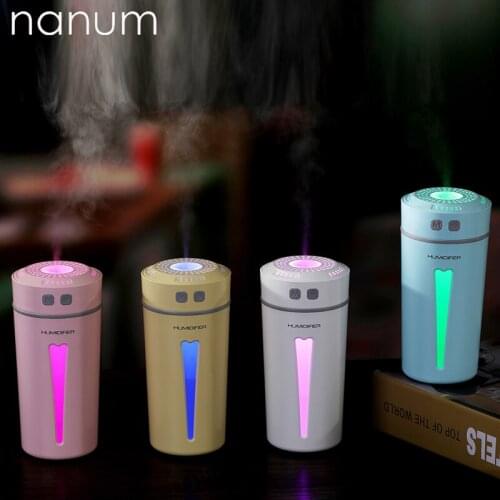 Car Air Freshener Happy Cup Humidifier USB Mini Ultrasonic Essential Oil Diffuser LED Purifier Mist Maker