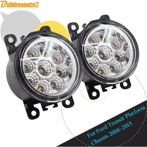 Buildreamen2 For Ford Transit Platform Chassis 2006-2015 Car LED Light Fog Light DC 12V Daytime Running Light DRL H8 H11 1 Pair