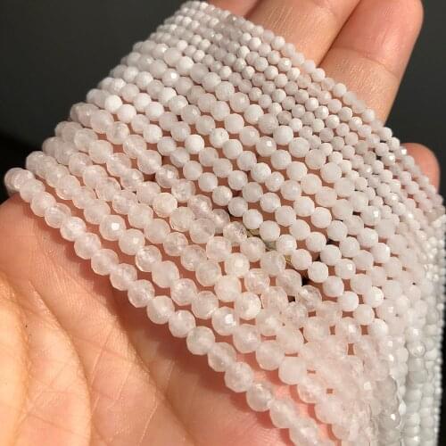 2/3/4mm Natural Faceted White Moonstone Beads Round Loose Rondelle Accessories Beads For Jewelry Making Diy Bracelet Necklace