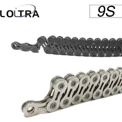 LOLTRA 116 Links Bike Chains Cycle Derailleur Chain 9 Speed Mountain MTB Road Bicycle Chain 27s Silver Metal Colour