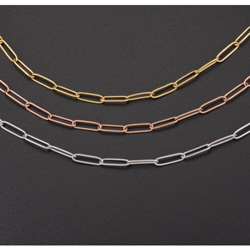 10pcs/lot Stainless Steel rectangle contect necklace chain for making pendant jewelry necklace Open Chain Necklace