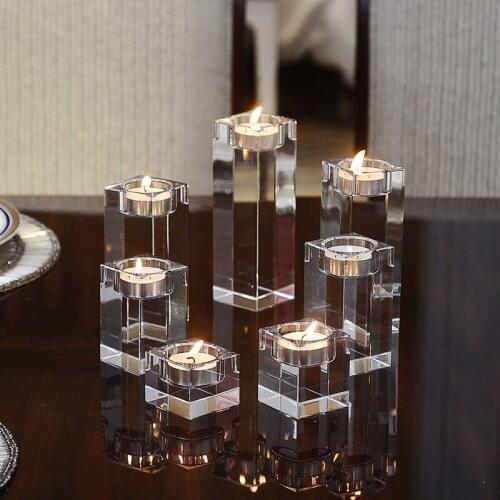 Crystal Glass Candle Holder Wedding European Elegant Simple Candlestick Party Decoration Romantic Swieczniki Home Decor EB5