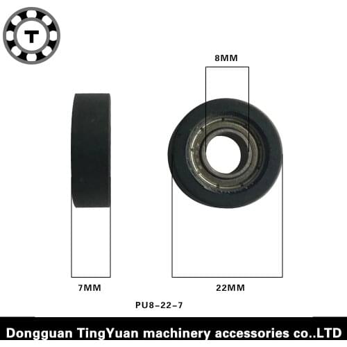 ID8*22*7mm polyurethane PU 688RS ball bearing TPU rubber soft low noise door roller wheels pulley currency count machine bearing