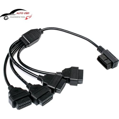 50CM OBD 2 OBD OBDII OBD-II OBD2 M to 4F Right Angle 1 to 4 16 Pin Extension Cable OBDii 16pin Car Wire OBD 2 Diagnostic Tool