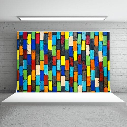 VinylBDS Colorful Brick Children Photo Background 10ft Cartoon New Born Photography Washable Seamless Backgrounds Photo Studio