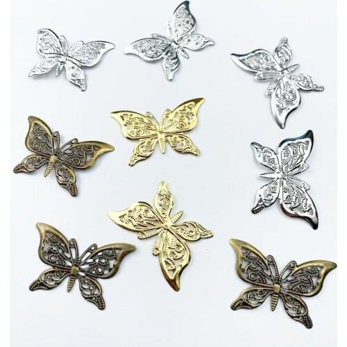 10Pcs 43x26mm Metal Crafts Mixed Butterfly Connectors Filigree Flower Wraps For DIY Scrapbook Home Decor Embellishments