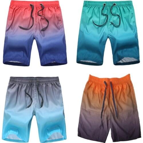 Men Summer Bathing Swim Trunks Quick Dry Gradient Contrast Color Printing Beach Shorts Drawstring Waist Boardshorts 3XL