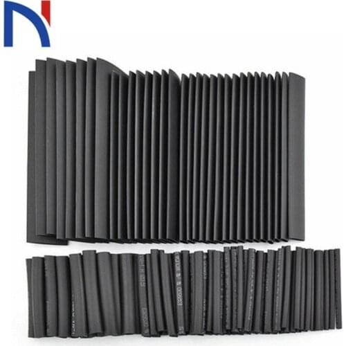 127pcs Shrinking Heat Shrink Tube Colorful 2:1 Polyolefin Tubing Sleeve Wrap Wire Set Tubing Wrap Sleeve Assorted 7 Size Black