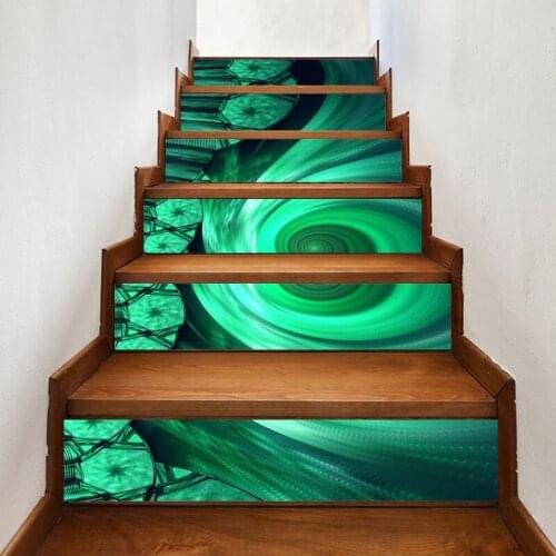 Decals Mural 3D Green Pattern Cool Step Stair Sticker DIY Self Adhesive Waterproof Paper Poster For Print Art Picture Home Decor