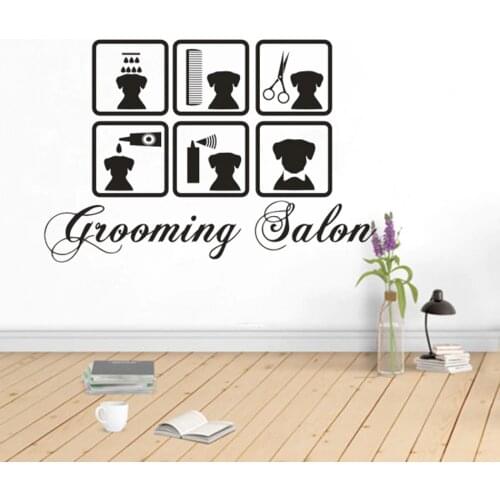 Pets Salon Vinyl Wall Decal Vet Shop Stickers Pets Dog Grooming Wall Sticker Pets Grooming Salon Window Posters Decoration AZ579