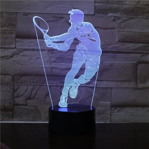 Tennis Player Figure Remote 3d Led LampNight Light Home Office Room Decorative Nightlight for Kids Birthday Gift Table Desk Lamp