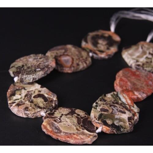 15.5"strand Large Size Raw Brown Ocean Jaspers Irregular Slab Loose Beads,Cut Ocean Agates Slice Nugget Pendants Jewelry Making