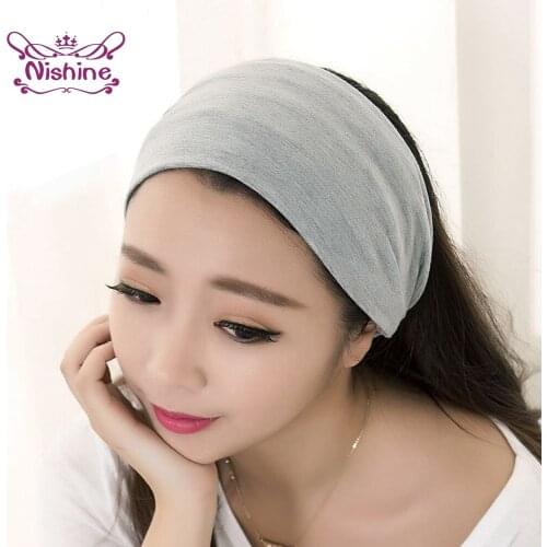 Nishine 1 PCS 24*14 CM Candy Color Knitting Cotton Women Headband Outdoor Gym Sweatband Comfortable Soft Elastic Yoga Hairband