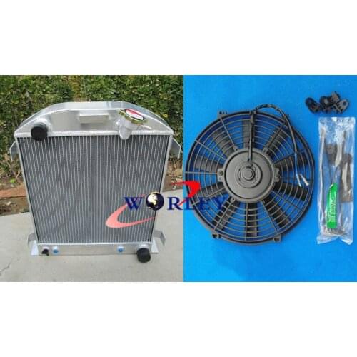 New 3core 1932 32 FOR FORD HIBOY HI-BOY CHOPPED FOR FORD ENGINE Aluminum Radiator + fan