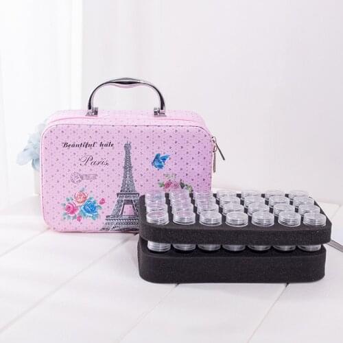 New Pattern 56pcs Bottles PU Leather Diamond Painting Cartoon Charms Rhinestones Tool Bag Organizer Beads Embroidery Storage Box