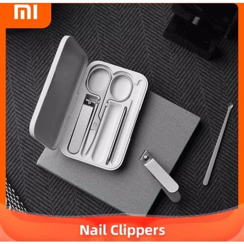 Original Xiaomi MIJIA Nail Clippers Set 5Pcs Stainless Manicure Pedicure Nail Clipper Cutter Nail File Ear Pick with Storage Box