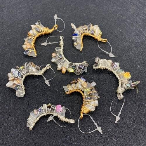 Wholesale Multi-color Moon Shape Pendant Pearl Material for Jewelry Making DIY Handmade Accessories Beaded Decoration Fashion