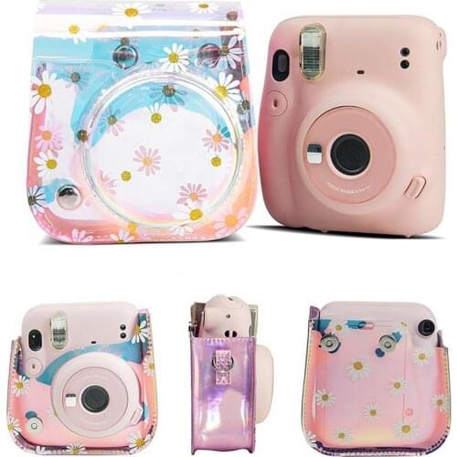 Translucent Flower Printed Protective Bag Symphony Camera Storage Shell for Fujis Film Instax Mini 11