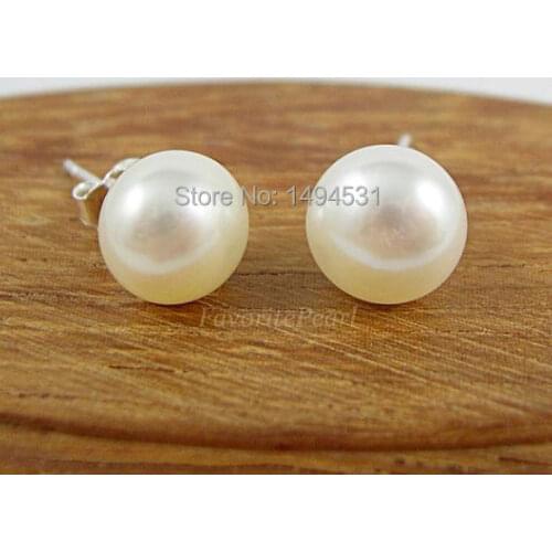 Wholesale Pearl Earrings - AAA 8-8.5MM White Color Natural Freshwater Pearl Stud Earrings - Free Shipping