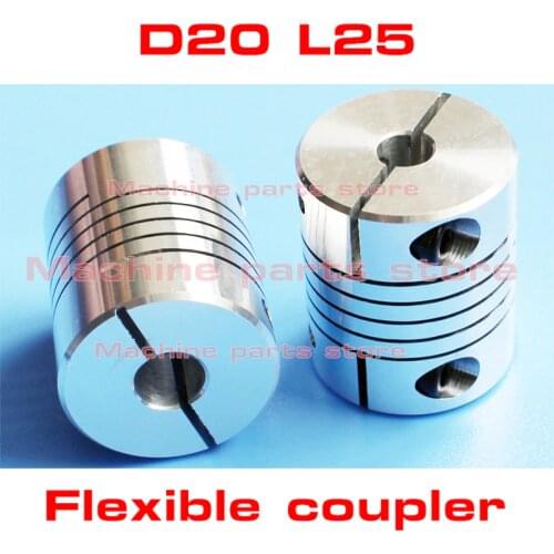 2pcs/lot Flexible Shaft Coupler Clamp Shaft Coupling D20 L25 4 5 6 7 8 6.35 mm 3D Printer Parts T8 lead screw