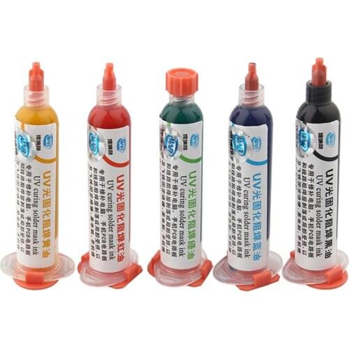10CC UV Solder Mask Ink Black/Blue/Green/Red/Yellow Solder Paste Flux BGA PCB Paint Prevent Corrosive Arcing