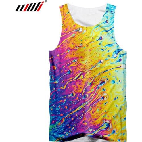 UJWI Large Size 5XL Tank Tops Men Fashion 3d Colorful Water Drops Tanktop Boy Hip Hop O Neck Sleeveless Undershirt Jerseys Vest
