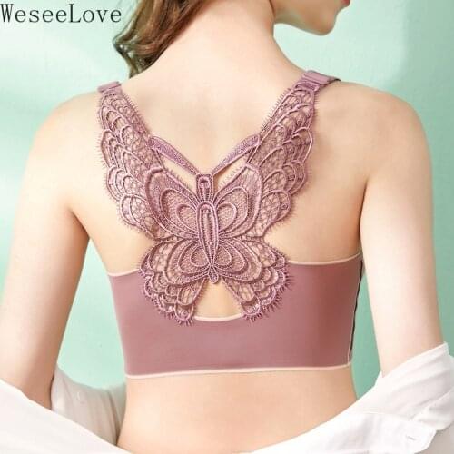 Weseelove Sports Bra Seamless 5XL Plus Size Women Bra Wirefree Comfort Push Up Bra Butterfly Sexy Lingerie Latex Underwear
