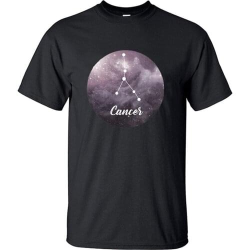 Constellation Print T-shirts 0cancer T Shirts Couple Tshirt Men 100% Cotton Streetwear Fashion Unisex Tee Shirt Homme Tops Tees