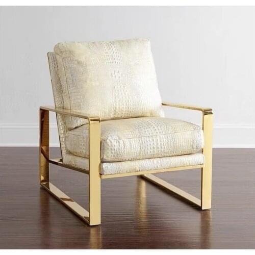 ChinaFurniture processing and production factory, modern light luxury leather, stainless steel single sofa