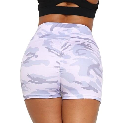 Women Popular Girls Hot High Waist Fitness Sports Running Gym Hip anti-wrinkle Tight Yoga Camouflage Shorts
