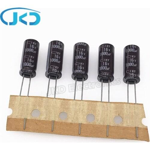 10pcs 1000uF 16V NIPPON NCC KY Series 8x20mm Low ESR 16V1000uF Aluminum Electrolytic Capacitor NIPPON CHEMI-CON
