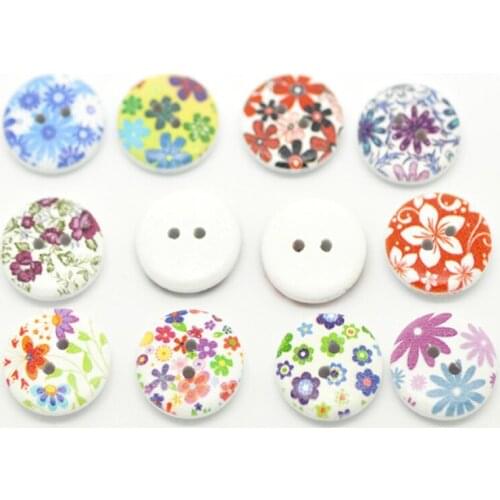 100pcs Mixed Round Wooden Buttons For Clothes Needlework Scrapbooking Crafts Diy Sewing Accessories Wood Decoration