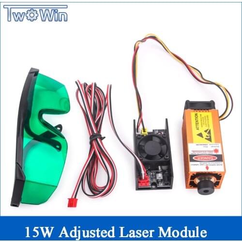 15W Adjusted Focus Blue-Violet Laser Module Engraving Coated Stainless Steel Cutting 3mm Wood 15000mw Carving Engraver Accessory