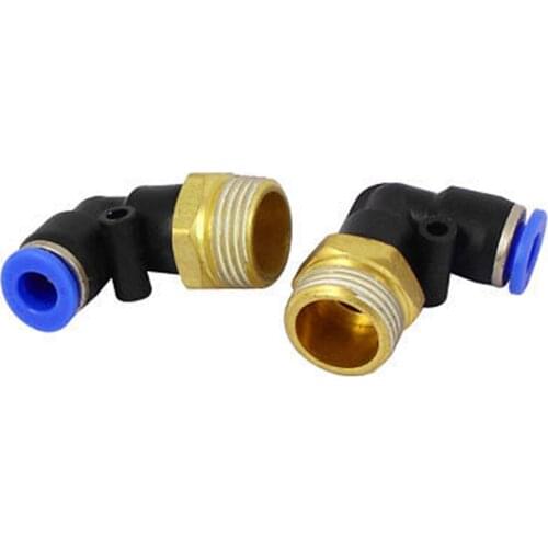 2 Pcs PL6-03 Industry Tube Pipe Push In L Shaped Connectors Quick Fittings