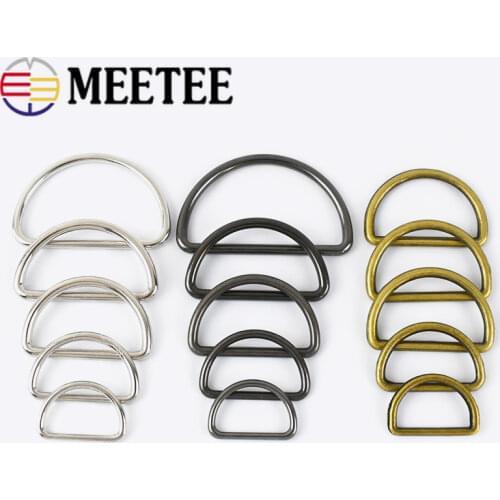 20pcs Meetee 15-50mm Metal Dee D Ring Buckle Webbing Backpack Bag Shoes Adjustment Buckles Strap Pet Collar Sewing Accessories