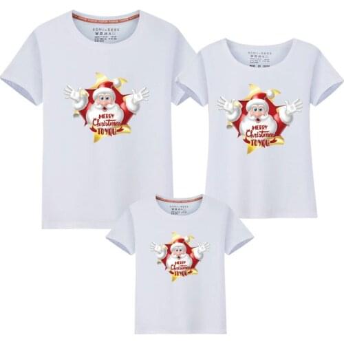 2020 Christmas Family Matching Tshirt Christmas Mom Dad T-shirt Christmas Deer Print Mommy Daddy Baby Short Sleeve Shirt Clothes