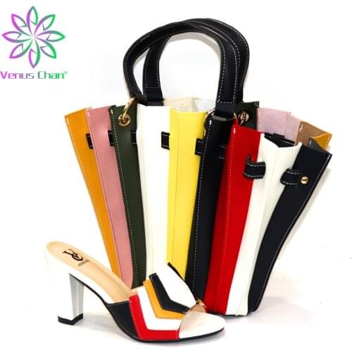 2021 Black Color Comfortable Heels Italian Lady Shoes with Matching Bag for African Women Shoes and Bag Set