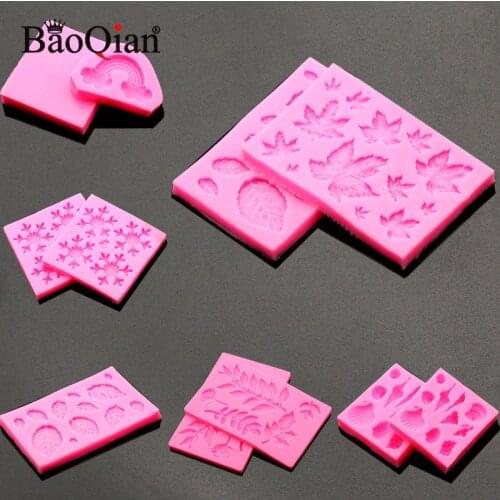 3D Shell Snowflake Leaf Shape Silicone Molds Chocolate Baking Mould 3D Homemade Bakeware Mousse Dessert Cake Molds Food Grade