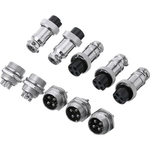 5 Pair/set Metal Female Aviation Socket Male Plug GX16 250V 15A 4 Pins Aviation Panel Connector Electronics Accessories