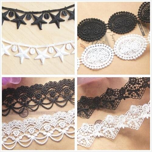 5 Yards White Lace Trims Polyester Embroidered Lace Guipure Lace 3d Flower Embroidery Appliqued Lace Black White 1cm-6cm